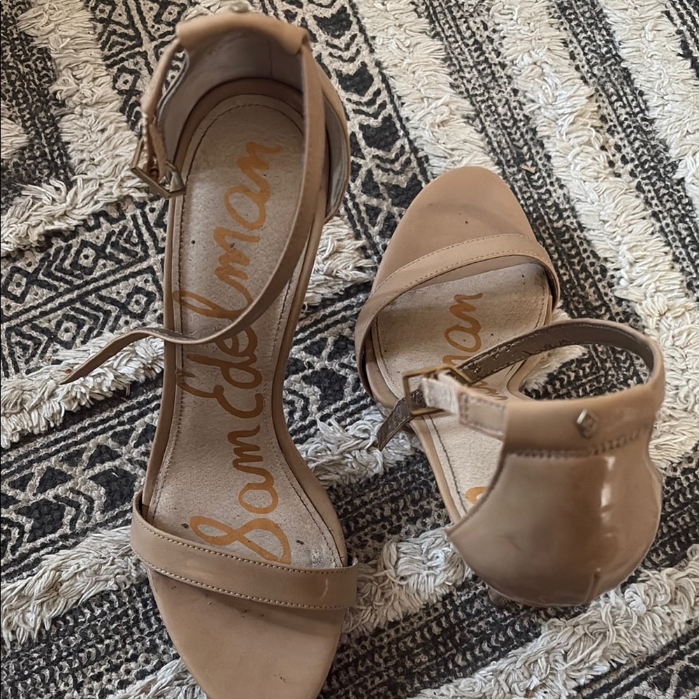 Sam Edelman Tan Heeled Sandals with Ankle Strap